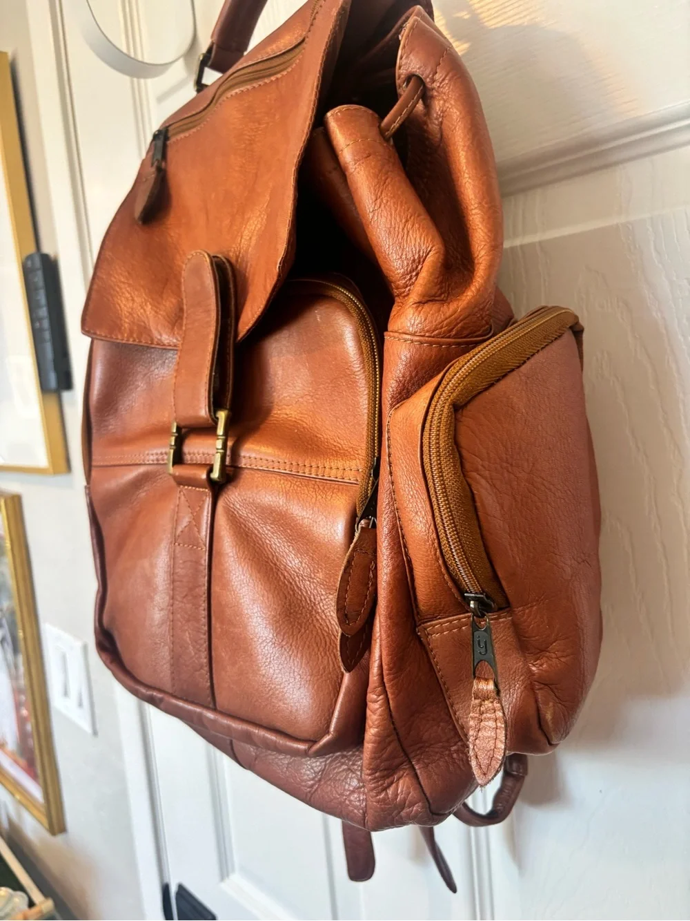 Leather Backpack - Tan Travel & Work Backpack
